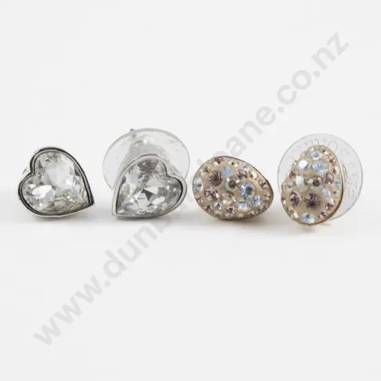 Two Pairs of Swarovski Crystal Stud Earrings
