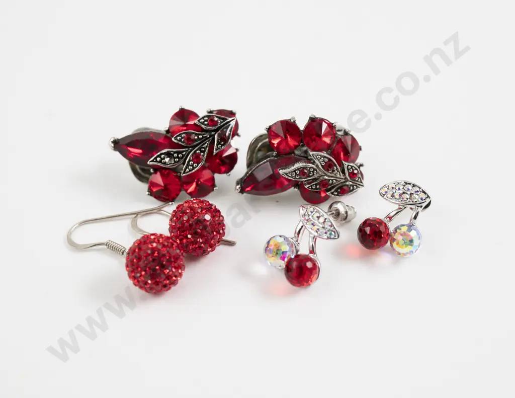 Pair S/S Pendant Drop Earrings with Two Pairs of Crystal Set Earrings Image 1++
