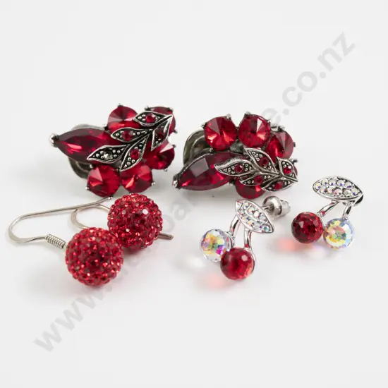 Pair S/S Pendant Drop Earrings with Two Pairs of Crystal Set Earrings