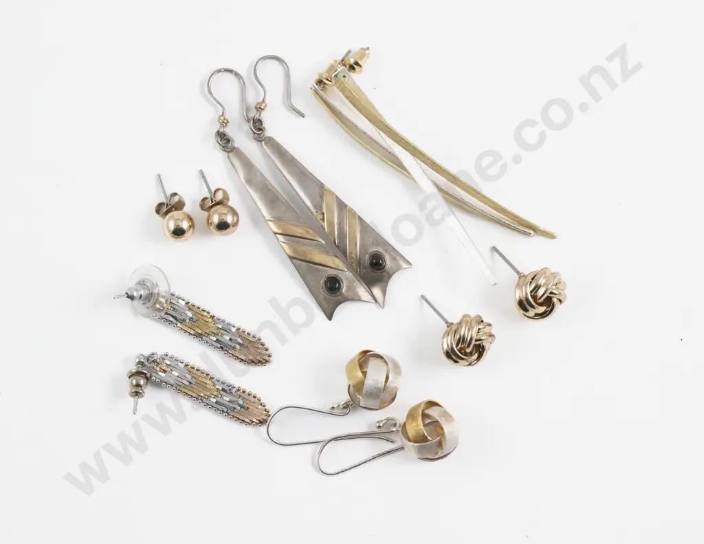 Six Pairs of Gold and Silver Plated Earrings Image 1++