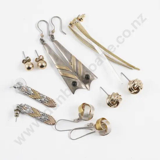Six Pairs of Gold and Silver Plated Earrings
