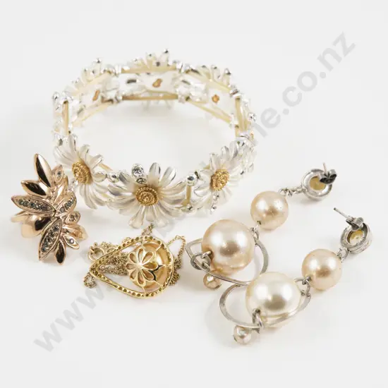Dyrberg Kern Gold Plated Crystal Set Dress Ring with Assorted Costume Jewellery