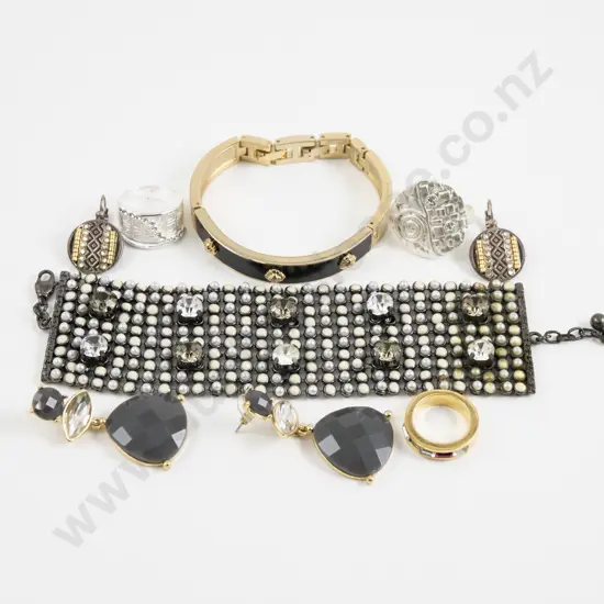 Versace Style Gold Plated Enamel Medusa Head Bracelet and Gem Set Ring together with Assorted Costume Jewellery