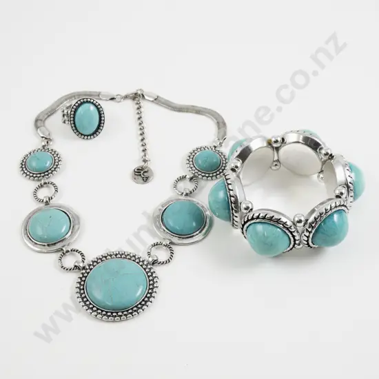 Howlite Turquoise Necklace with Matching Bracelet and Ring