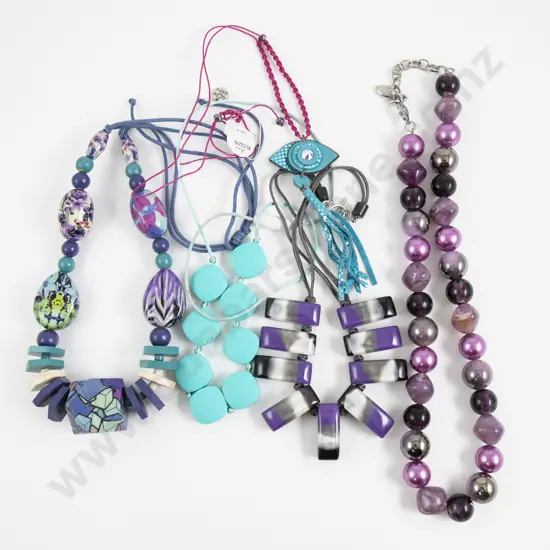 Four Modern Beaded Necklaces and Other
