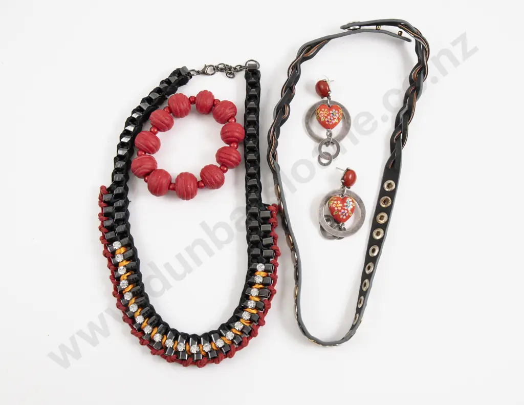 Pair of Babylone Heart Shaped Pendant Drop Earrings with Three Others Image 1++