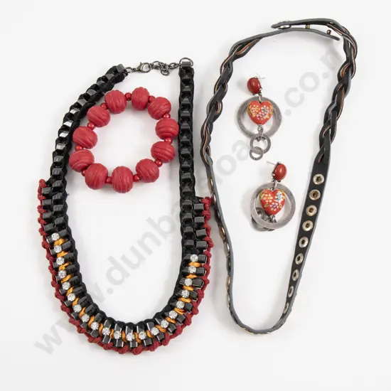 Pair of Babylone Heart Shaped Pendant Drop Earrings with Three Others