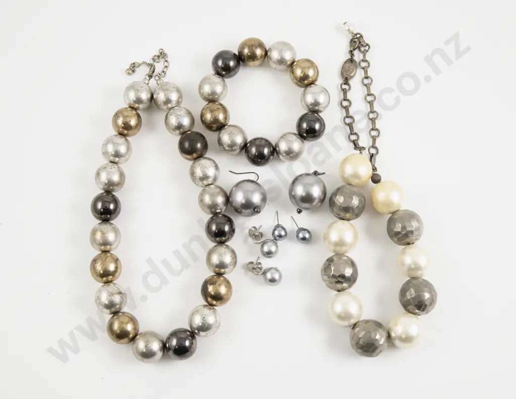 Babylone Paris Large Bead Necklace with Bracelet Three Pair Earrings and Other Image 1++