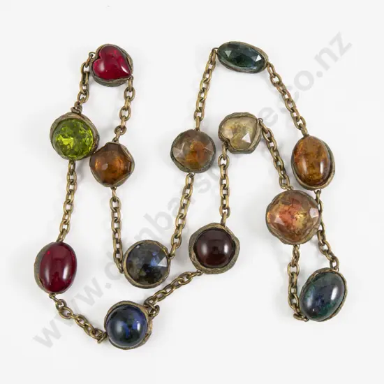 Vintage Multi Coloured Glass Stone Chunky Necklace
