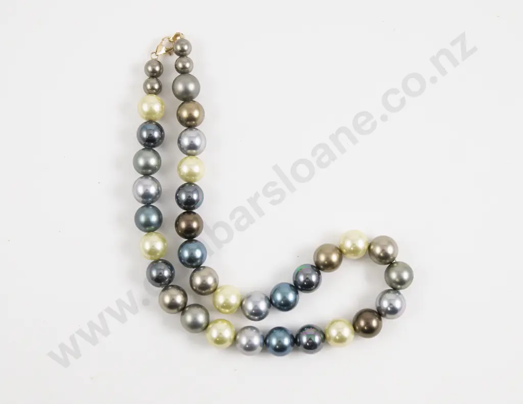Multi Coloured Faux Pearl Uniform Necklace with 14ct Gold Clasp Image 1++