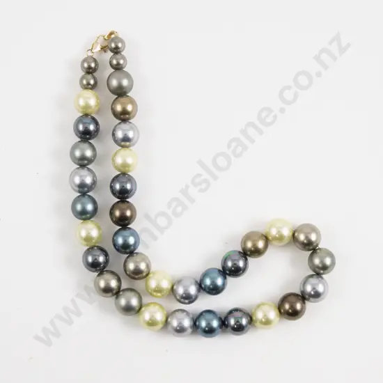 Multi Coloured Faux Pearl Uniform Necklace with 14ct Gold Clasp