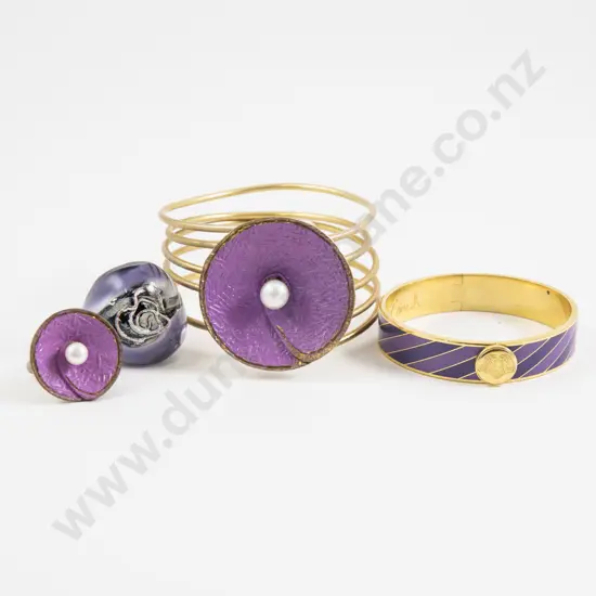 Coach Gold Plated Enamel Hinged Snap Bangle