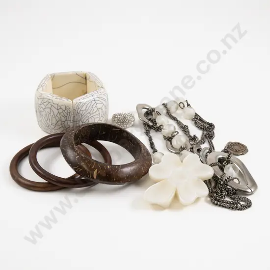 Babylone Paris Silver Plated Floral Necklace with Dress Ring and Four Bangles
