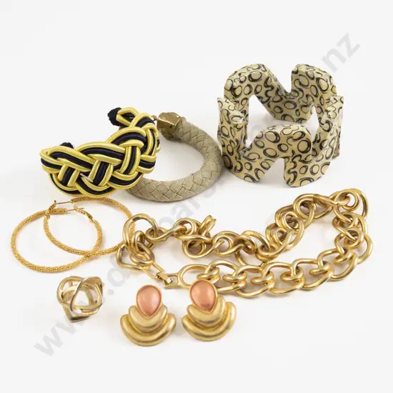 Gold Plated Fancy Link Neck Chain with Ring and Collection of Assorted Costume Jewellery
