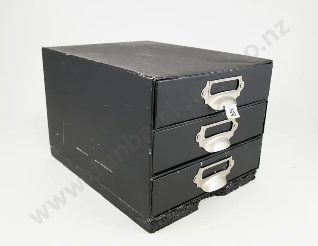 Three Drawer Card Filing Box with Contents of Vintage & Mixed Sewing Gear Image 1++