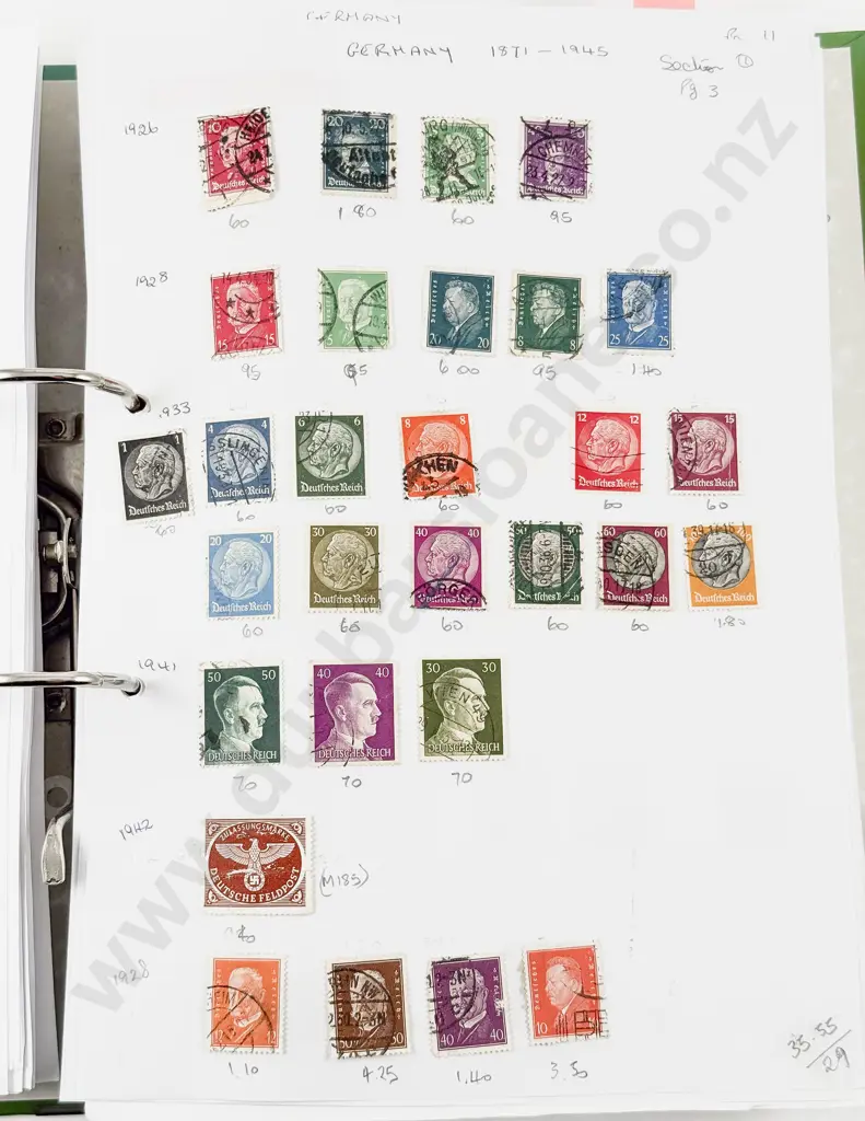 Folder World Stamps Germany to Hydrabad Single Stamps Image 1++