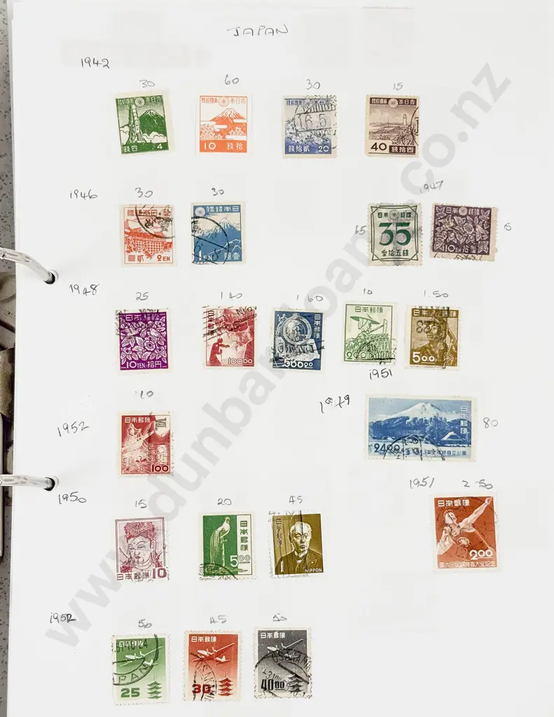 Folder World Stamps India to Japan Single Stamps Image 1++