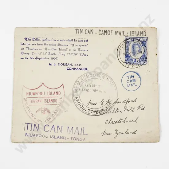1937 Tin Can Niuafoou Island - Tonga Envelope
