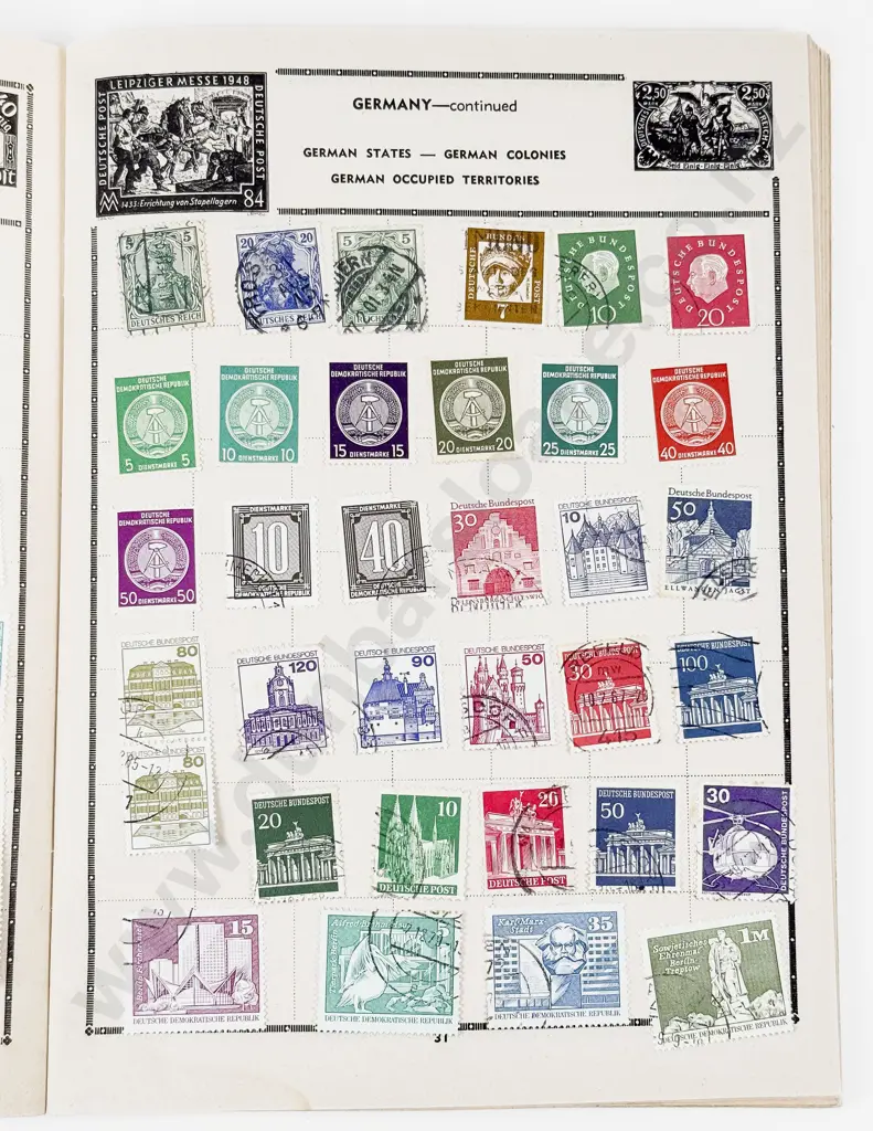 Two World School Boy Stamp Albums with FDC's and Unused Album Image 1++