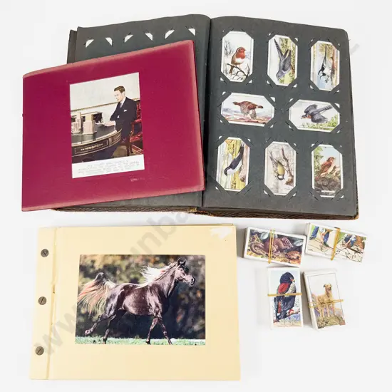 Large Album of Vintage Cigarette Cards with Loose - Horse Postcards and Booklet 1937 Trooping the Colour