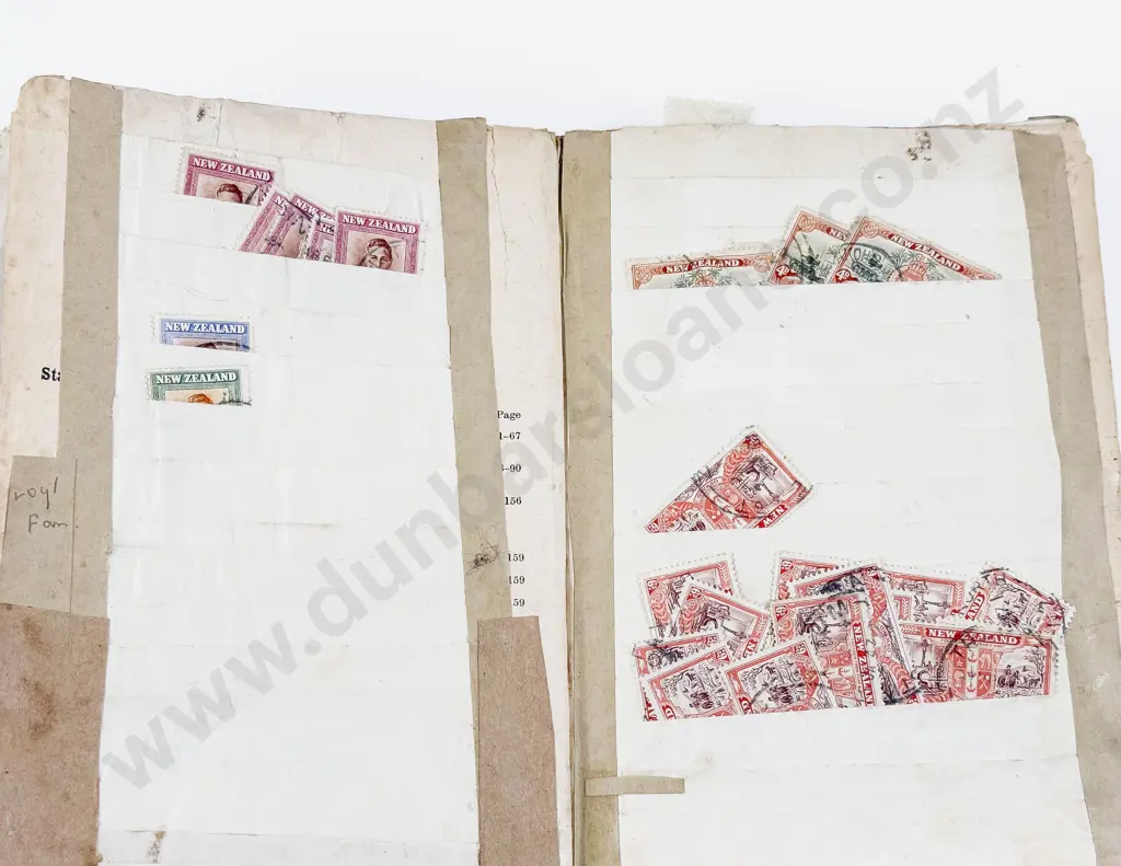 Vintage School Boy NZ Pre-Decimal Stock Book Album with Loose Stamps and Catalogue Image 1++