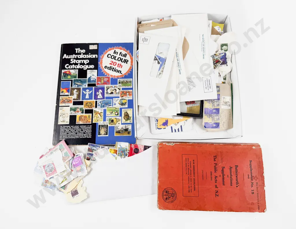 Vintage School Boy NZ Pre-Decimal Stock Book Album with Loose Stamps and Catalogue Image 1++
