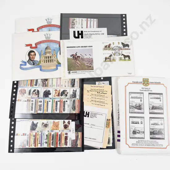 Tuvalu Island Stamps with Stamp Album Pages and Assorted
