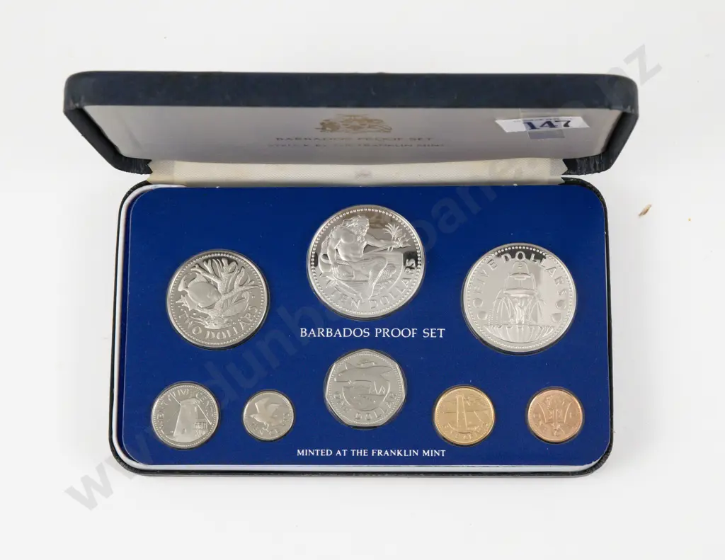 1979 Barbados Proof Set 8 Coins Minted at the Franklin Mint Image 1++