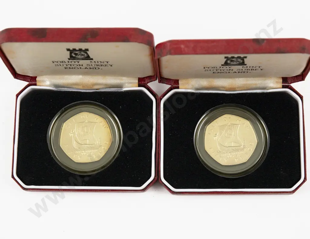 1979 Isle of Man Fifty Pence Silver Proof Coin x2 Image 1++