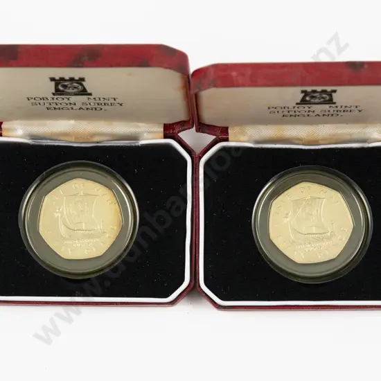 1979 Isle of Man Fifty Pence Silver Proof Coin x2