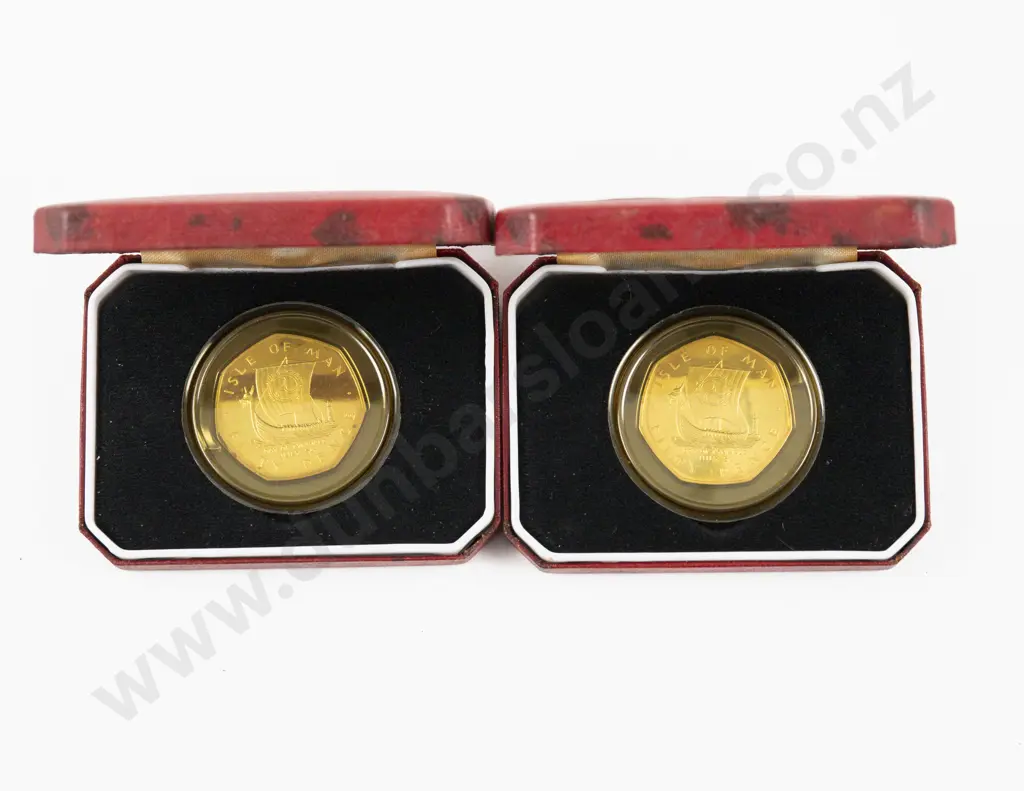 1979 Isle of Man Fifty Pence Silver Proof Coin x2 Image 1++