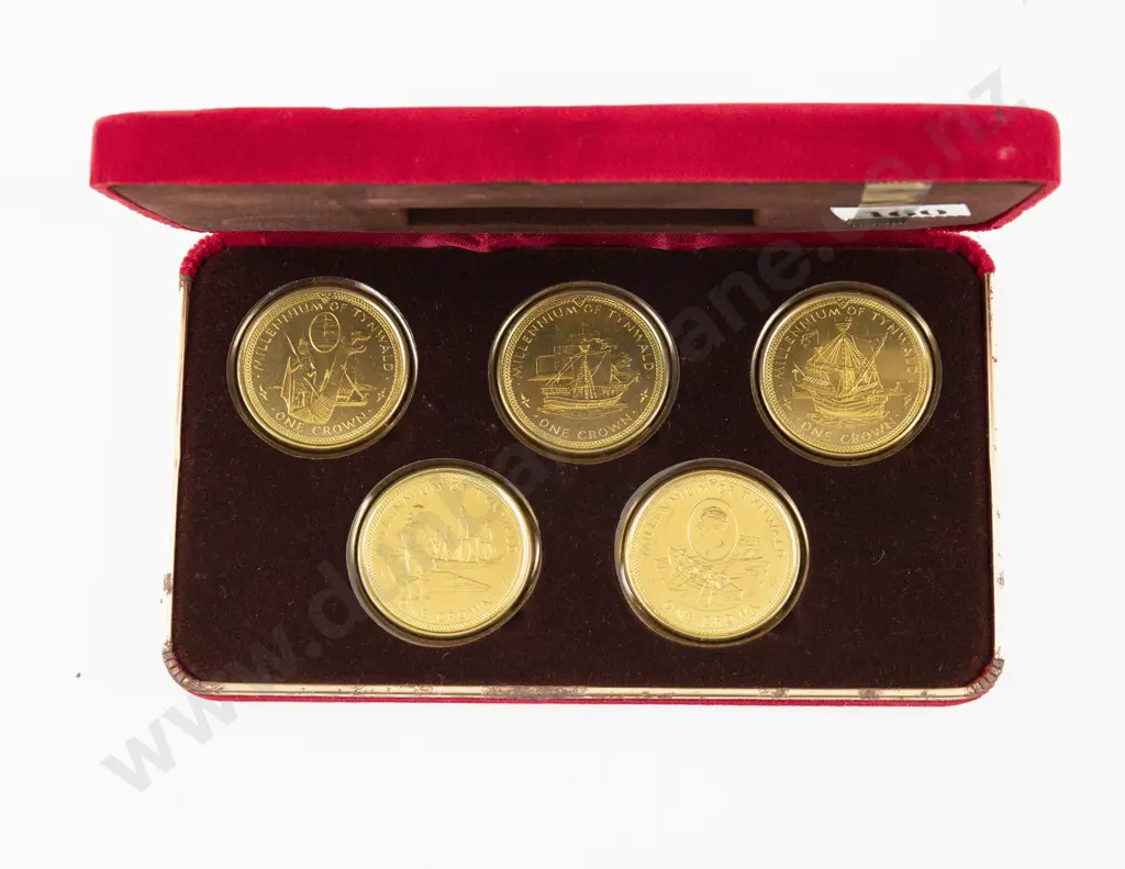 1979 Isle of Man Millennium Crowns 5 Coin Base Metal Proof Set Image 1++