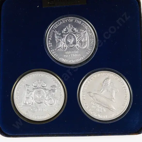 1978 South Atlantic Group 25th Anniversary of QEII Coronation 1953 Silver Proof 3 Coin Set