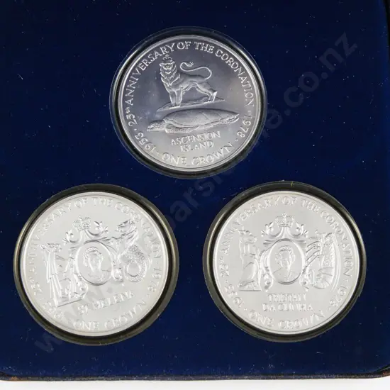 1978 South Atlantic Group 25th Anniversary of QEII Coronation 1953 Silver Proof 3 Coin Set
