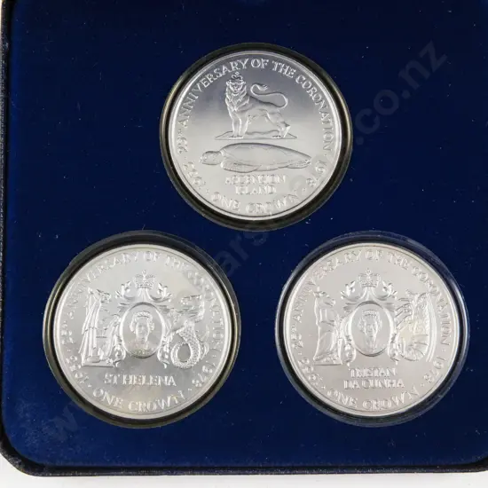 1978 South Atlantic Group 25th Anniversary of QEII Coronation 1953 Silver Proof 3 Coin Set