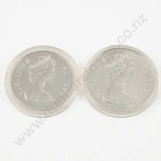 1978 Fiji Golden Cowrie $20 and Pink Billed Parrot Finch $10 Proof Silver Coins