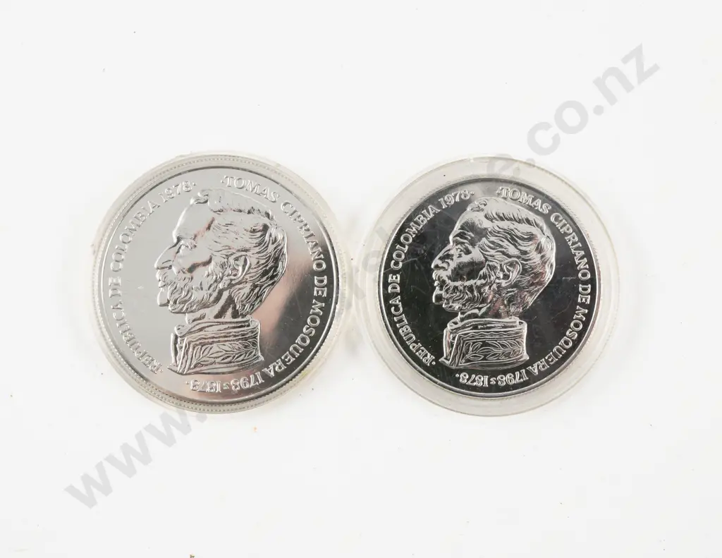 1978 Colombia 750 Pesos and 500 Pesos Silver Proof Coins Image 1++