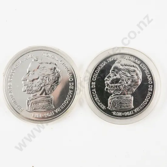 1978 Colombia 750 Pesos and 500 Pesos Silver Proof Coins