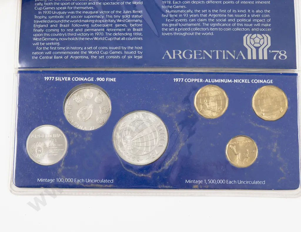 1978 Argentina World Cup Soccer Silver and Copper 6 Coin Unc Set Image 1++