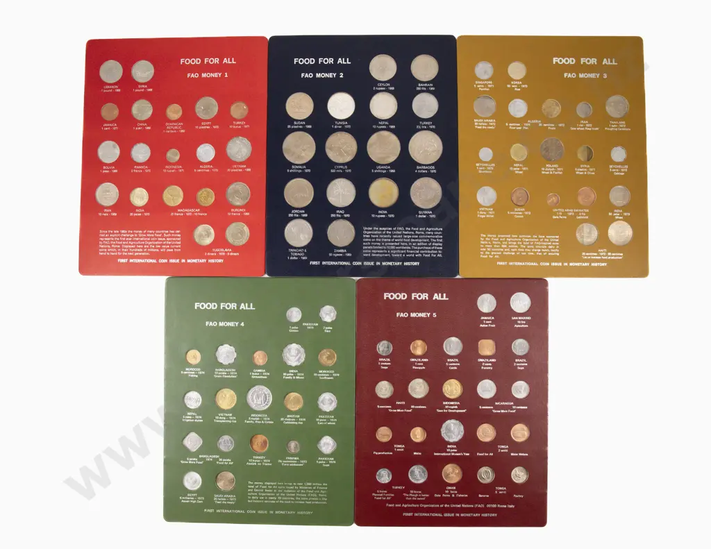 1968-1975Food For All FAO Money Series Display Cards 1-5 Complete Image 1++