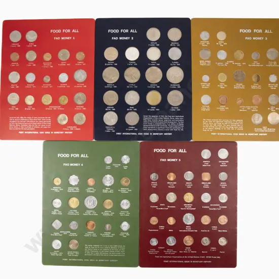 1968-1975Food For All FAO Money Series Display Cards 1-5 Complete