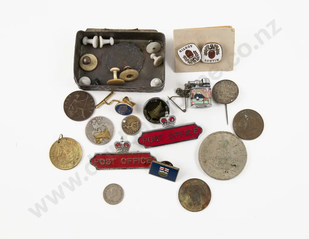 Small Qty Coins with Achilles Lapel Pin Shirt Stud and Badges Image 1++