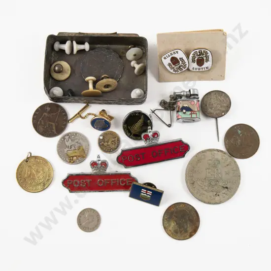 Small Qty Coins with Achilles Lapel Pin Shirt Stud and Badges