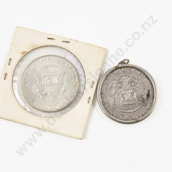 US 1967 Half Dollar and 1964 Half Dollar in Pendant Mount