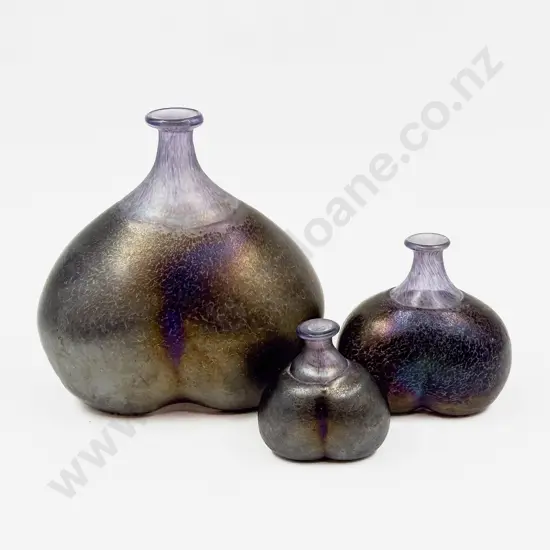Graduated Set of Three Studio Art Glass Vases