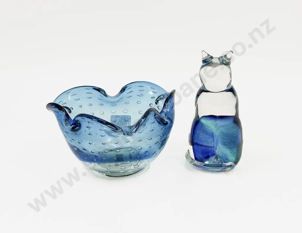 Small Murano Art Glass Bowl and Art Glass Cat Image 1++