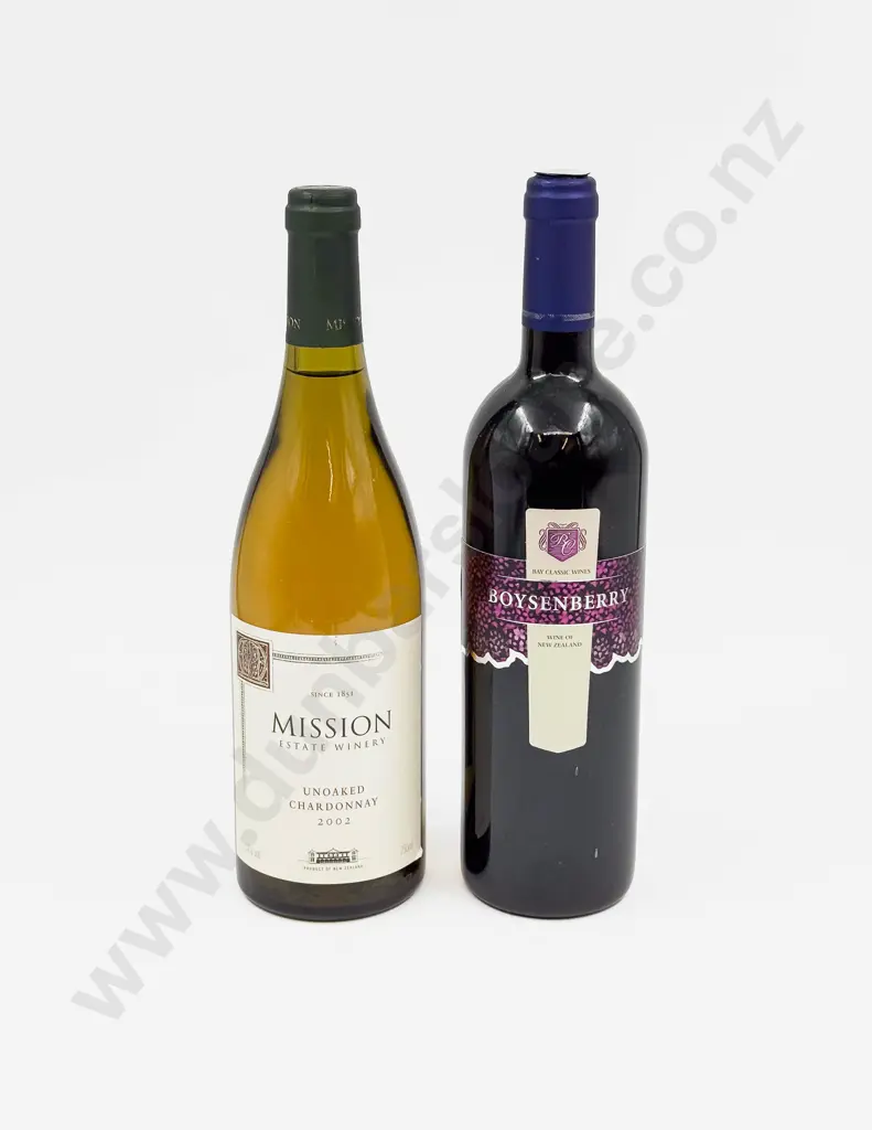 Mission Estate Un-Oaked Chardonnay 2002 Together with NZ Boysenberry Wine Image 1++