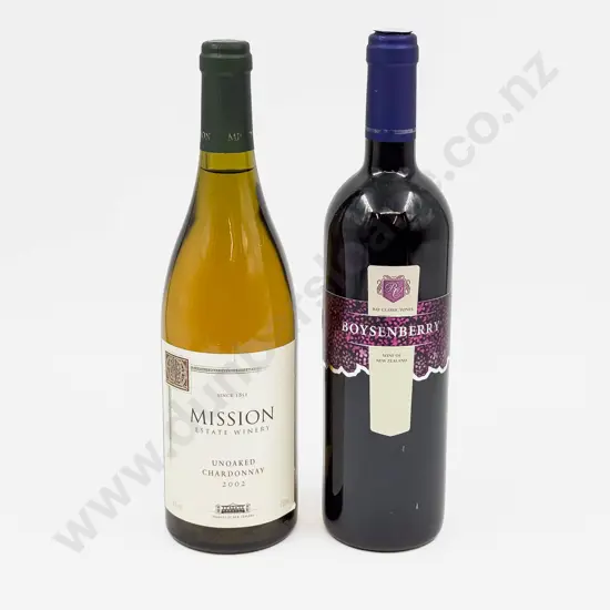 Mission Estate Un-Oaked Chardonnay 2002 Together with NZ Boysenberry Wine
