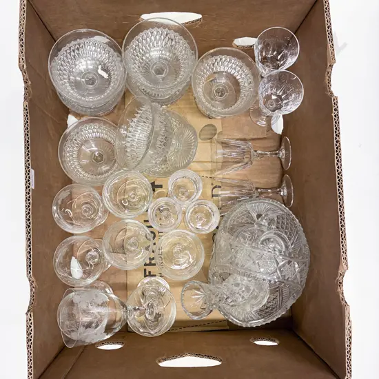 Box Quantity of Assorted Crystal and Glassware