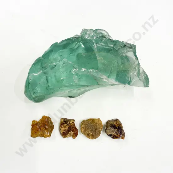Large Slab of Sea glass Together with Small Quantity of Kauri Gum